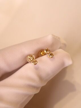 Natural Diamonds Earrings, 3.40 mm in K18YG - Classic Women's Jewelry